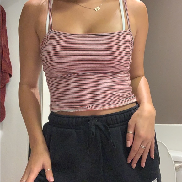 Brandy Melville Tops - Red and Black Striped Brandy Melville Crop Top